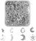 SUPERFINDINGS 112 Stück 8 Arten Mond Anhänger Legierungs Charme Anhänger Antikes Silber Himmlische Baumeln Korn Charme Hohler Mit Stern Anhänger für Die DIY Schmuckherstellung, Bohrung:1.4~2mm