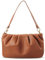 Damen-Handtasche mit gerüschten Schultern, Hobo-Tasche, wandelbar, weiches veganes Leder, Umhängetasche, Braun