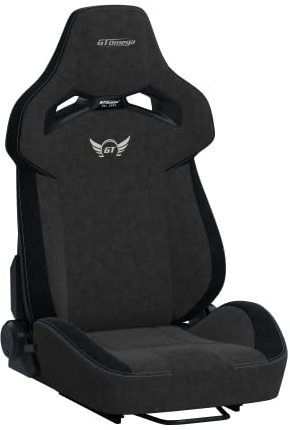 GT Omega RS12 Simulator Seat with Lumbar Support Cushion - Black Fabric