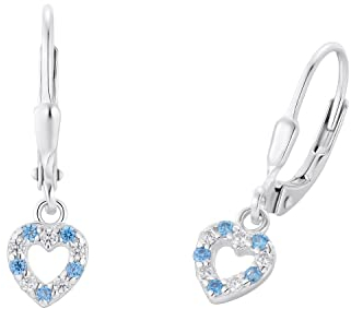 Prinzessin Lillifee Ohrhänger 925 Sterling Silber Mädchen Kinder Ohrschmuck, mit Zirkonia synth., 2,1 cm, Herz, Kommt in Schmuck Geschenk Box