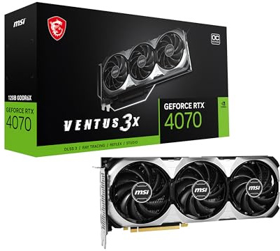 MSI GeForce RTX 4070 Ventus 3X 12G OC Grafikkarte - RTX 4070 GPU, 12GB GDDR6X (21Gbits/192 Bit), PCIe 4.0-2 x TORX Fan 4.0 - HDMI 2.1a, DisplayPort 1.4a