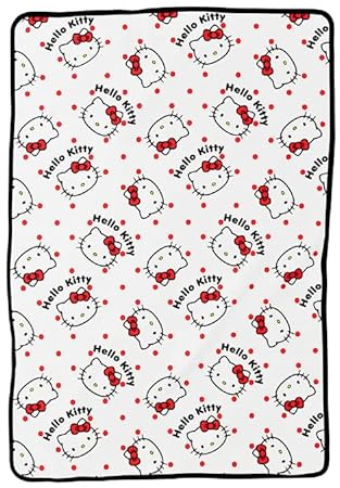 Franco Collectibles Sanrio Hello Kitty Polka Dot Bettwäsche, superweiche Plüsch-Mikro-Rascheldecke, 157,5 x 228,6 cm, (offizielles Lizenzprodukt)
