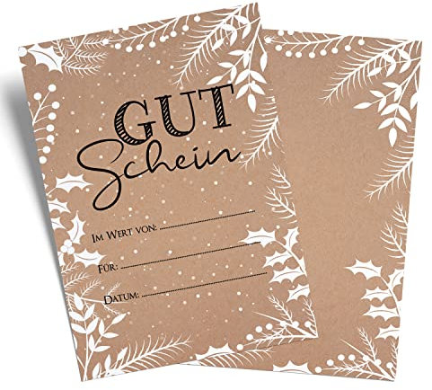 Logbuch-Verlag 10 Weihnachtsgutschein DIN A6 Kraftpapier-Optik Weihnachten Gutschein zum Ausfüllen Firma Kosmetik Wellness