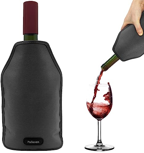 Pallesen Portable Wine Cooler Sleeve - Reusable Bottle Chiller Keeps Red, White & Champagne Cool for 750ml Standard Size Bottles (Black)