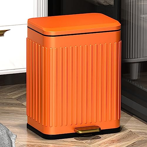 MegLob Poubelle En Acier Inoxydable 6L, Boîte De Rangement À Ordures De Cuisine À Pied Rétro, Poubelle De Compost À Grande Capacité Séparée Du Corps Du Baril,Orange l
