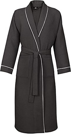 LAYNENBURG Bademantel Damen Waffel-Pique - 100% Baumwolle - OEKO TEX - Schalkragen - Leicht - Sommer - Größe (S, Anthrazit)