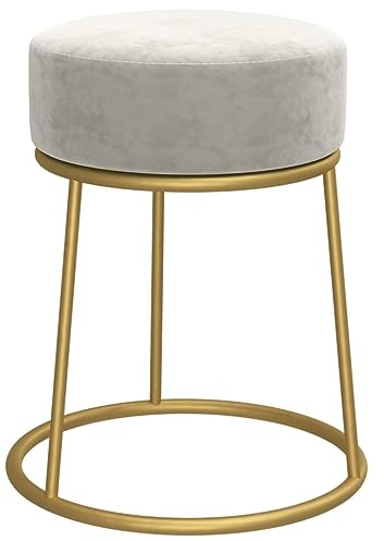 vidaXL Hocker Rund Sitzhocker Polsterhocker Fußhocker Rundhocker Sitzpouf Pouf Puff Sitzpuff Ottomane Schemel für Wohnzimmer Flur Hellgrau Samt