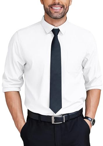 COOFANDY Mens Dress Shirts Wrinkle Free Long Sleeve Button Down Shirts Formal Business Shirt, White, 3XL