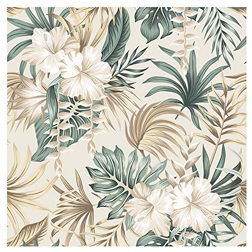 murando PREMIUM Vlies Tapete Deko Panel Fototapete tropische Blätter Wanddeko 10 m Tapetenrolle Mustertapete Wandtapete modern design Dekoration - Palme Blumen b-B-0574-j-a