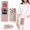 Zouzt for iPhone 14 Plus Case with Cord and Card Holde, Zipper Wallet Case with Crossbody Lanyard Ring Adjustable Necklace Protective Cover Women for iPhone 14 Plus 6.7 Inch - Rose Gold