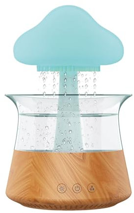 Ultrasonic Rain Cloud Car Air Humidifier,Meditation Sleeping Aid Electric Wood Essential Oil Diffuser Aroma Diffuseur Night Light Led 300ml,Wood Grain,Body