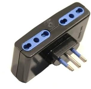 ADATTATORE MULTIPRESA SPINA 10A (PASSO PICCOLO) 4 PRESE BIPASSO ITALIANE UNIVERSALI 10/16A (PASSO GRANDE E PICCOLO) NERA
