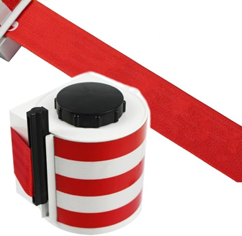 Rusopobe 5M Magnetisch Einziehbar Absperrband, Wand Montiert Absperrung Einziehbar Absperrständer Massenkontrolle Absperband reflektierende Absperrband(Red,5m/16.4ft)