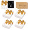 4 Stück Schmuck Geschenkbox 9× 7× 3cm Geschenkschachtel mit Karten, Schmuckschachtel für Ohrringe Armbänder Halskette(Goldene Schleife)