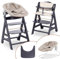 hauck Hochstuhl Beta+ Newborn Set - Babyhochstuhl Set ab Geburt mit 2in1 Neugeborenen Aufsatz Bouncer, Sitzpolster und Essbrett - Dark Grey | Winnie the Pooh