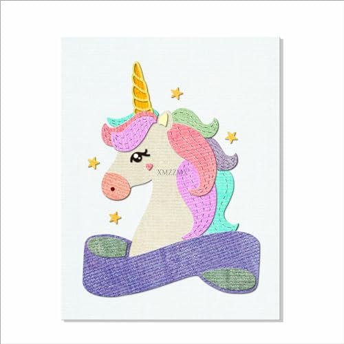 XMZZMX Metall-Stanzformen mit Einhorn-Motiv für Kartenherstellung, Papierprägestanz-Set, Vorlagen, Aufbewahrungstaschen, Zubehör, Fotorahmen, Album, DIY, Scrapbooking, Schablonen-Sets
