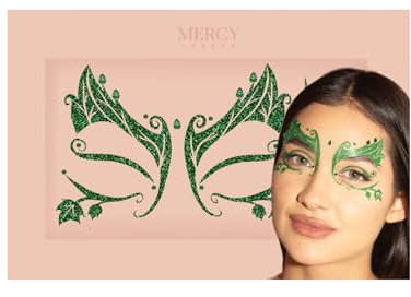 MERCY LONDON - Gioielli per il viso a forma di foglia di edera velenosa Mercy London Accessori per costumi verdi Gioielli per il viso Gioielli Tutto in uno, Foglia di edera velenosa, Talla única
