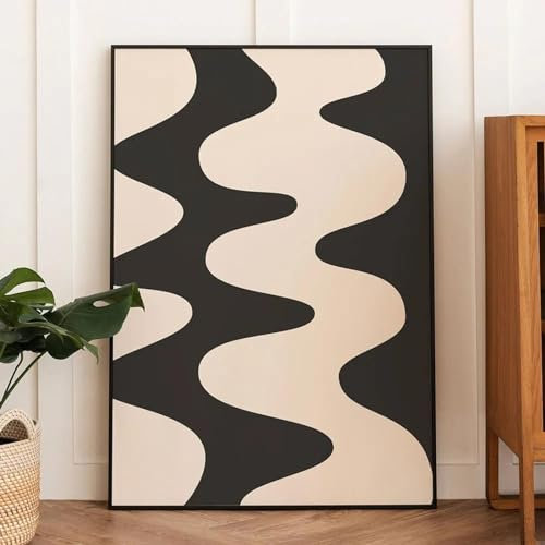 CHAOJIART Retro Vintage Schwarz Abstrakt Leinwanddruck Malerei Poster Trendy Neutral 70er Jahre Wandbilder Moderne Nordische Wohnzimmer Wohnkultur 50x70cm (20x28in) Rahmenlos