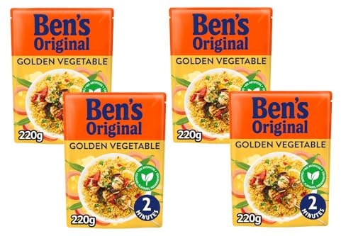 Bens Original Microwave Rice 220g | Different Flavours (4, Golden Vegetable)