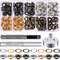 Crepundia Grommet Werkzeug kit 200 Set 4 Farben Scrapbook Eyelelet 6mm Metallösen für DIY Nähen Auswölbungsstück Kleidungsstücke Ösen mit Fixwerkzeug