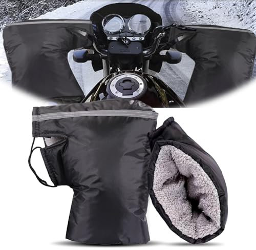 songyea Lenkerhandschuhe Winter, Warme Motorrad Lenkerhandschuhe, Universal Lenkerhandschuhe, wasserdichte Verdickt Plüschfutter Lenkermuffen mit Reflektierendes für Fahrräder, Elektrofahrzeuge (A)