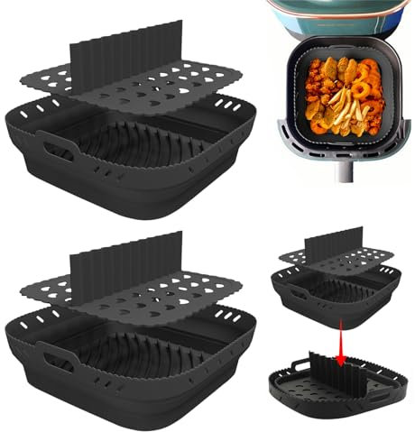 Sporgo 2 Stück Silikonform für Heißluftfritteuse: Airfryer Zubehör Silikon Backform mit Trennwänden für Ninja Max Pro 6.2L, Heißluftfritteuse Zubehör Backform anstelle Backpapier, Wiederverwendbar