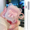 Moguri 1 Stück AirPods 2 Hülle, 3D Schleife Design Schutzcase für AirPods 1/2 Generation, Silikon Hülle mit Schlüsselanhänger und Reinigungsbürste, Stoßfest, Rosa Wellenmuster