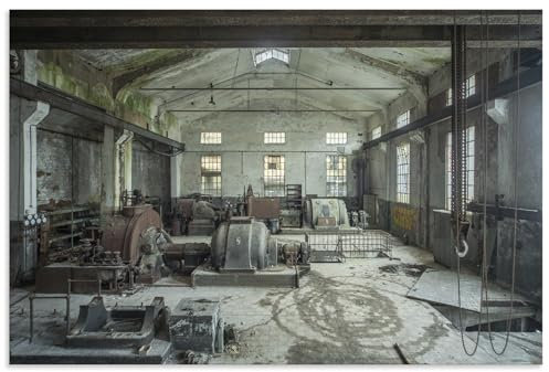 ARTland Wanddeko Wandbild Alu Verbundplatte für Innen & Outdoor Bild 90x60 cm Industry Industrial Deko Lost Places Architektur Kraftwerk U5IV