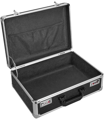 GODLONSEN Lockable Storage Box - 16.8 x 12.1 x 6 Inch, Document Storage, Briefcase for Men, File Organiser with Dual Combination Locks for Personal Items, Cash, Documents, Laptop - Black