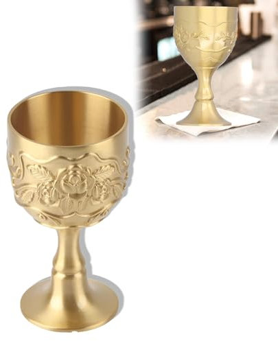 Copas de vino de oro vintage, copa de latón vintage, cáliz real, copas de Halloween, copa dorada para iglesia, copas de vino de latón, cáliz sagrado ritual para decoración de primera comunión
