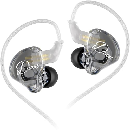 KZ Dawn Wired Earbuds Dynamic Driver in Ear Monitor Earphone, HiFi Bass IEM Headset, Ergonomic Comfortable Gaming Headphone (Without Mic, Silver-Plated Cable)