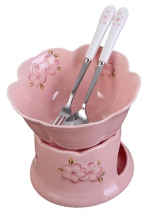 KESOTO Juego de ollas para Fondue, Juego de Cuencos para Olla Caliente de 300 ml, Utensilios de Cocina, Juego de ollas para Fondue, Olla de, Estufa Rosa, Cuenco Rosa