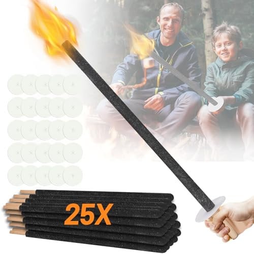 Gimisgu 25x Fackeln, 72cm Fackel, Brenndauer 90-100 Minuten, mit Handschutz und Tropfschale, geeignet für Wanderungen, Lagerfeuerparty, wachsfackeln, Gartenfackeln, Outdoor-Dekoration
