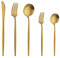 Buyer Star Matte Gold Cutlery Set, 5 Pieces Stainless Steel Gold Cutlery Set for Home Kitchen Restaurant Parties, Cutlery Set with Forks, Spoons, Knives, Dishwasher Safe