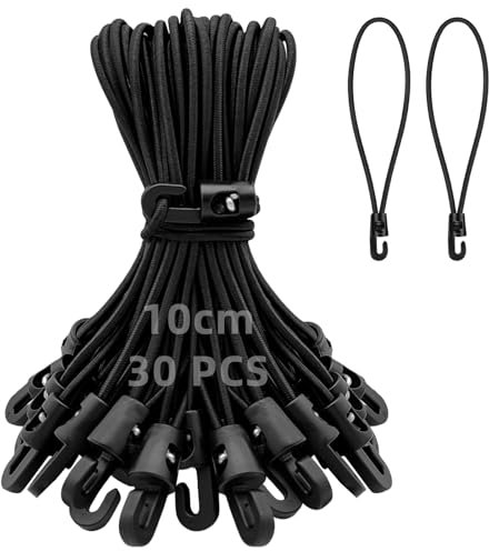 Obidodi Spanngummi mit Haken 10cm, 30 Stück Expander mit Haken, Planenspanner Zeltgummis, Gummispanner für Netze, Banner, Camping, Schwarz