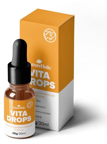 NatureHolic Vita Drops Fish | Fischfutter Zusatz | Wichtige Vitamine & Spurenelemente | Für Fische im Süßwasser & Meerwasser Aquarium | Fördert Vitalität & Wohlbefinden | 30ml