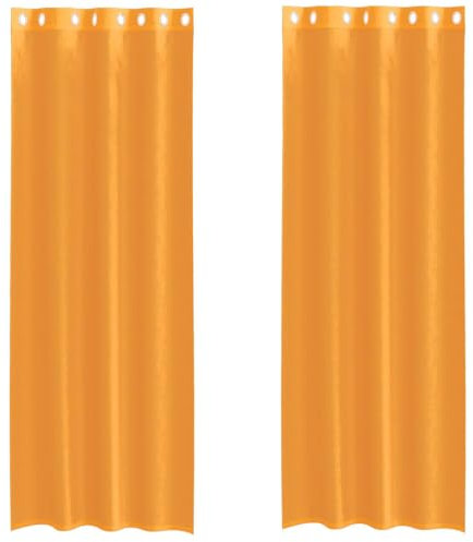 vidaXL Tende in Voile con Occhielli 2 pz Arancio 140x300 cm, Tenda a Rete, Tenda Trasparente, Voile per Finestra, Trattamento Finestra