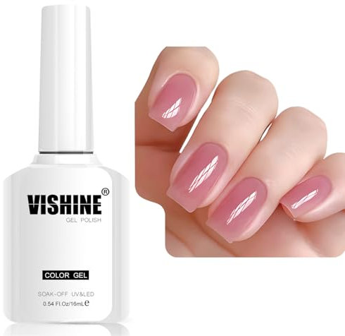 Vishine 16 ml Sheer Dusty Rose Pink Jelly Smalto Gel Semi-permanente traslucente Nudo Crystal UV Gel for DIY Nail Art Manicure Soak-Off Dusty Rose Pink Shade E042