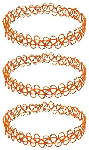 3er Set Orange Choker Halskette, Stylische Party Accessoires