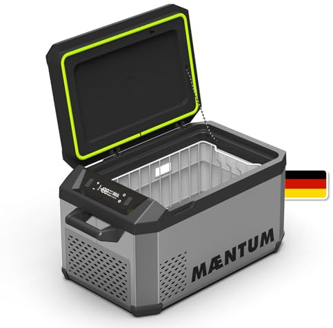MAENTUM by Plug IN Festivals - Elektrische Kühlbox - Kompressor Kühlbox 12V 230V, USB & App-Steuerung - leise <45 dB - bis -20 Grad - Icecube X Gefrierbox für Auto, Camping & Festivals
