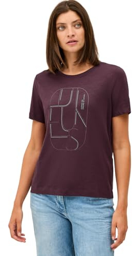 CECIL Damen 3227073 T-Shirt mit Artwork, Mulberry red, Small