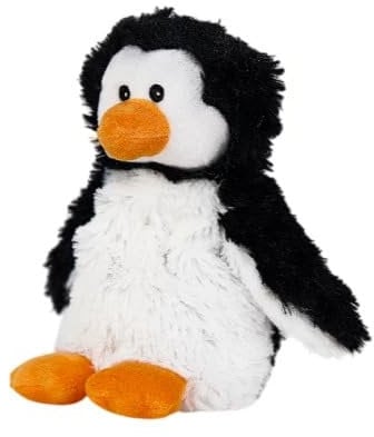 Warmies Black and White Penguin Plush Mini Size, Fully Microwavable and Weighted Cuddly Toy for Anxiety, Chill in The Freezer or Heat in Microwave, Soft Toy Heat Pad