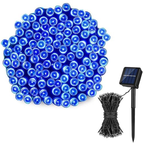 Treer Solar Lichterkette Aussen, Wasserdicht Lichterkette Außen Solar, 8 Modi Solarlichterkette Outdoor Wetterfest für Balkon Garten Pavillon Terrasse Vorzelt (Blau,22m 200 Lichter)