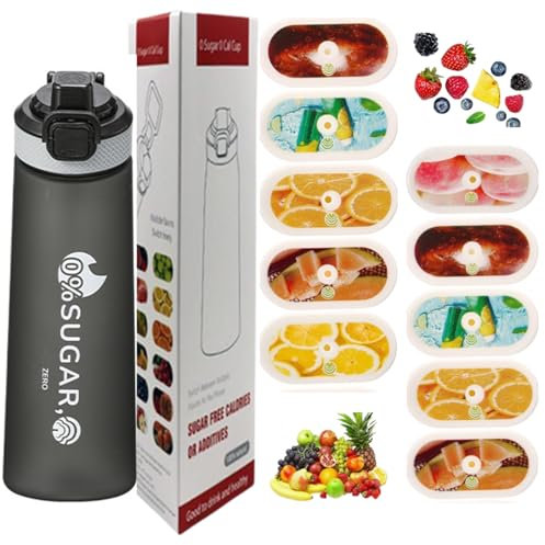 Botella de agua deportiva de 700 ml con cápsulas en 10 sabores, el material Tritan no teme a las altas temperaturas, y el sabor natural de frutas extraído hace que el agua potable sea segura y sabrosa