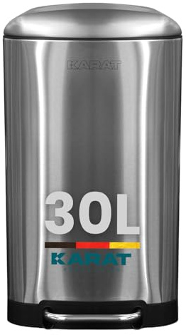 KARAT Mülleimer 30 Liter Silber - Abfalleimer aus Edelstahl - Mülltrennsystem für Küche - (Cubo)