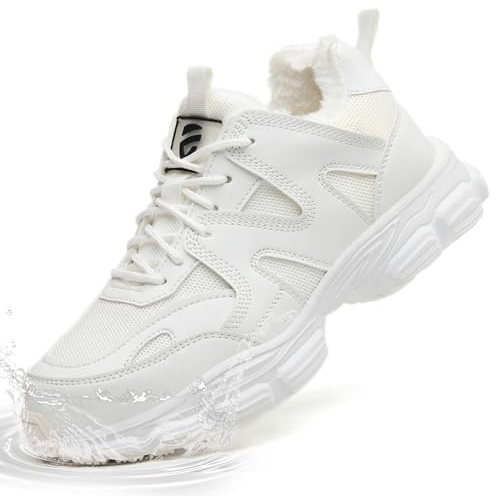 KOIFISH Chaussures de Sécurité Femme Hiver Imperméable Basket de Securite Confortable Chaudes Chaussures de Travail Embout Acier Antidérapante Blanc 36