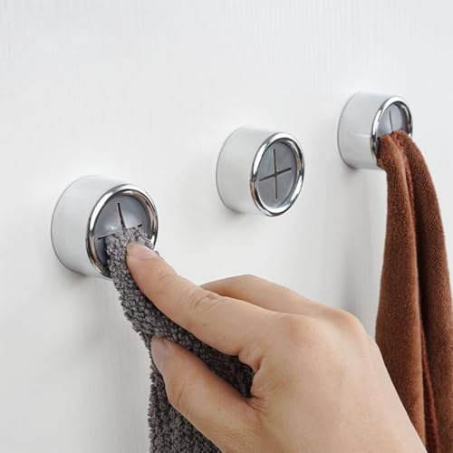 HOPAISH Set di 3 porta-strofinacci adesivi rotondi per bagno da incollare alla parete, supporto da cucina con ventosa per asciugamani, stracci, guanti, borse, non è necessario forare