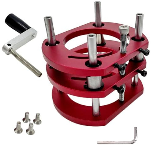 Table de défonceuse compacte avec base élévatrice, 51 mm de hauteur, mécanisme de serrage à quatre mâchoires pour une table de toupie précise pour le travail du bois