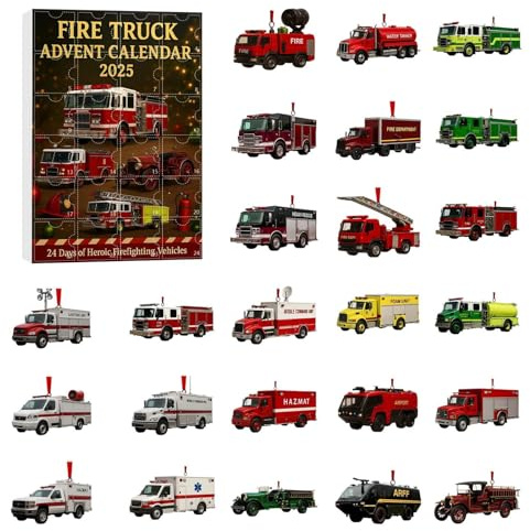 Baufahrzeuge Adventskalender 2026-24 Türchen mit Miniatur Baumaschinen für Kinder, Jungen & Sammler | Spielzeug Geschenk zu Weihnachten (Rot)