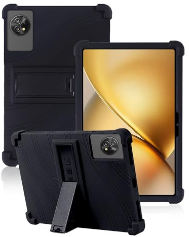 Silikon-Schutzhülle für Blackview Zeno 10 27,9 cm (11 Zoll) Tisch mit vollständiger Abdeckung, toergy stoßfest, kratzfest, verstellbarer Ständer, weiche Silikonhülle, Schwarz